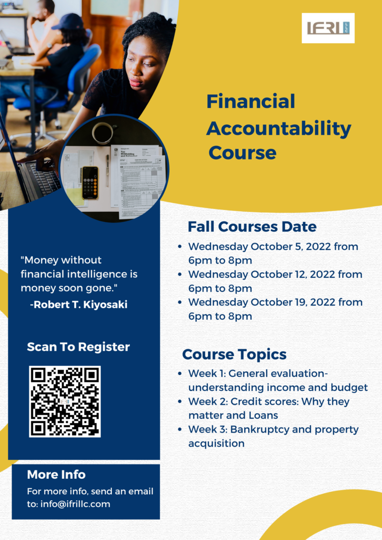FREE Financial Accountability Course through IFRI’s BIPOC Business Clinic!!!